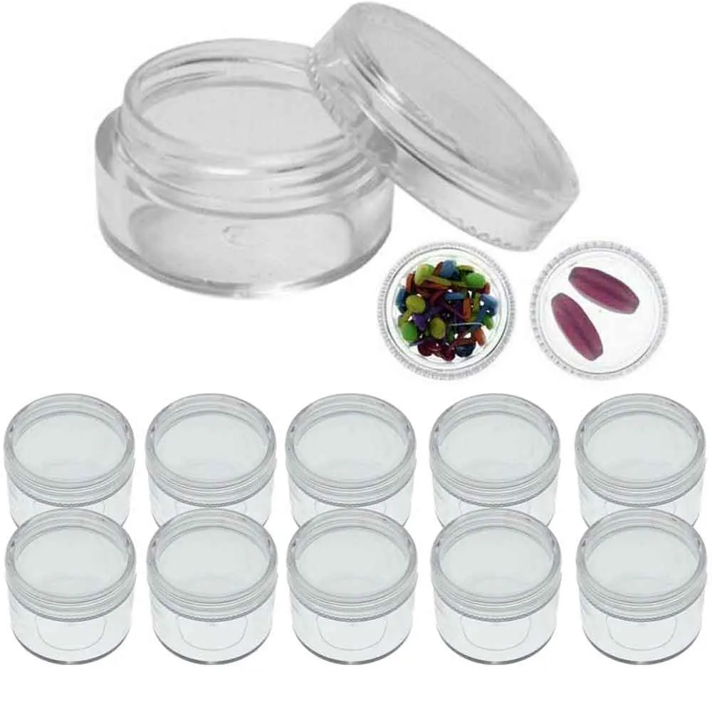 10 Clear Empty Containers Jars Cosmetic Pot Small Travel Sample Cream Makeup Jar