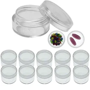 10 Clear Empty Containers Jars Cosmetic Pot Small Travel Sample Cream Makeup Jar