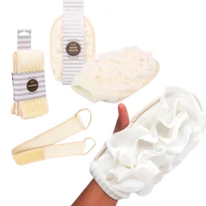 2 pc Exfoliating Bath Glove Scrubber Skin Stimulating Shower Sponge Loofah Body