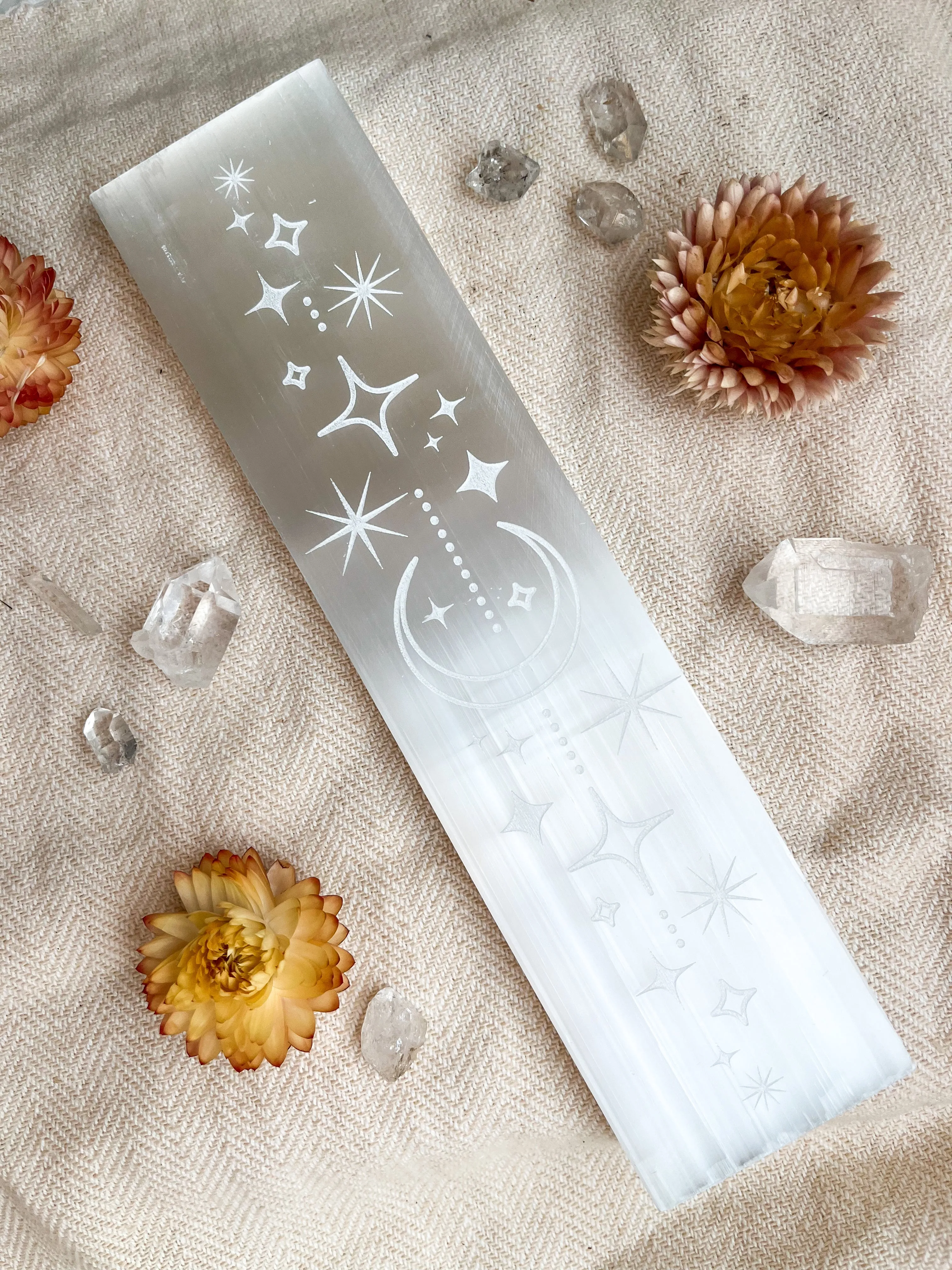 DOORBUSTER Celestial Moon Selenite Cleansing & Charging Rectangle