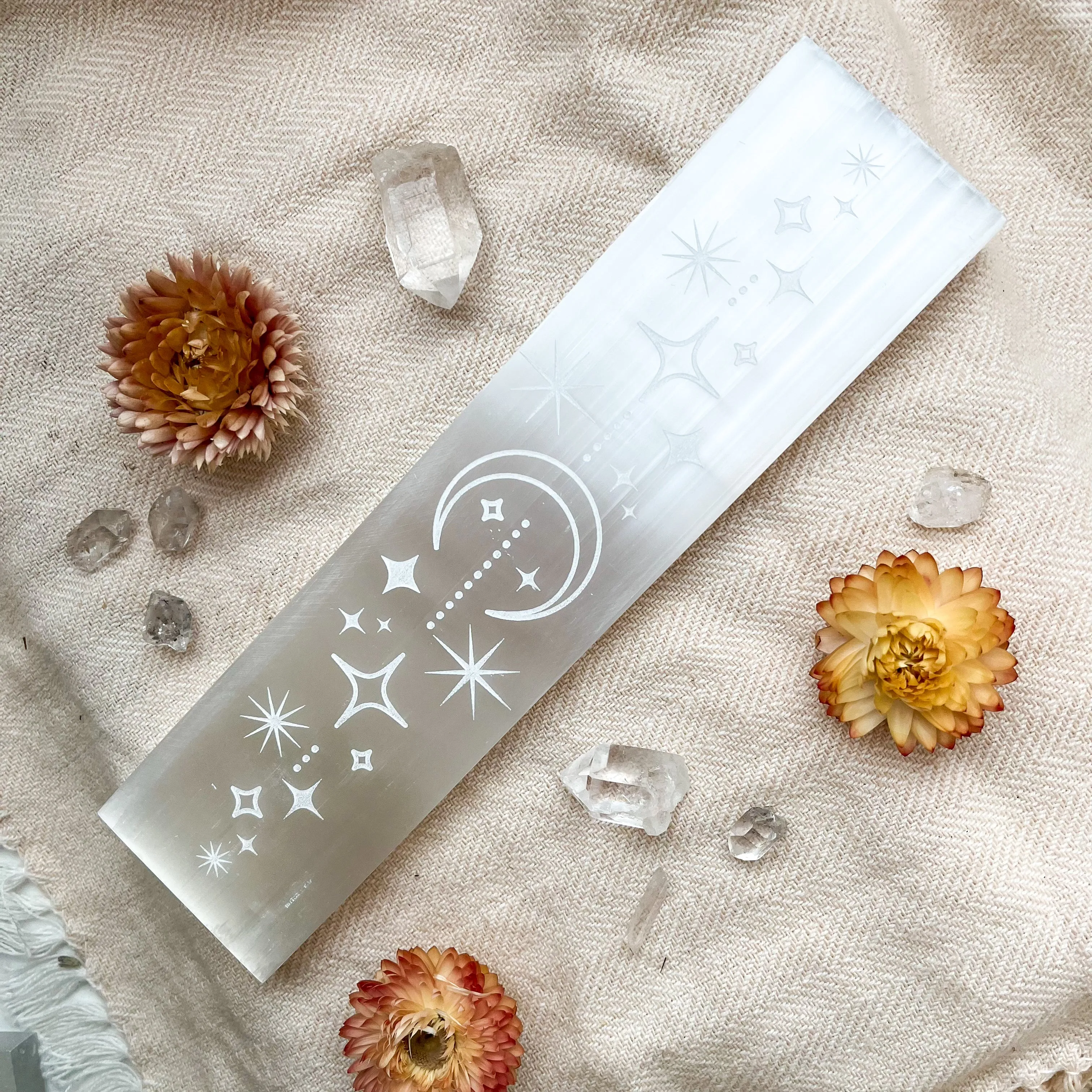 DOORBUSTER Celestial Moon Selenite Cleansing & Charging Rectangle