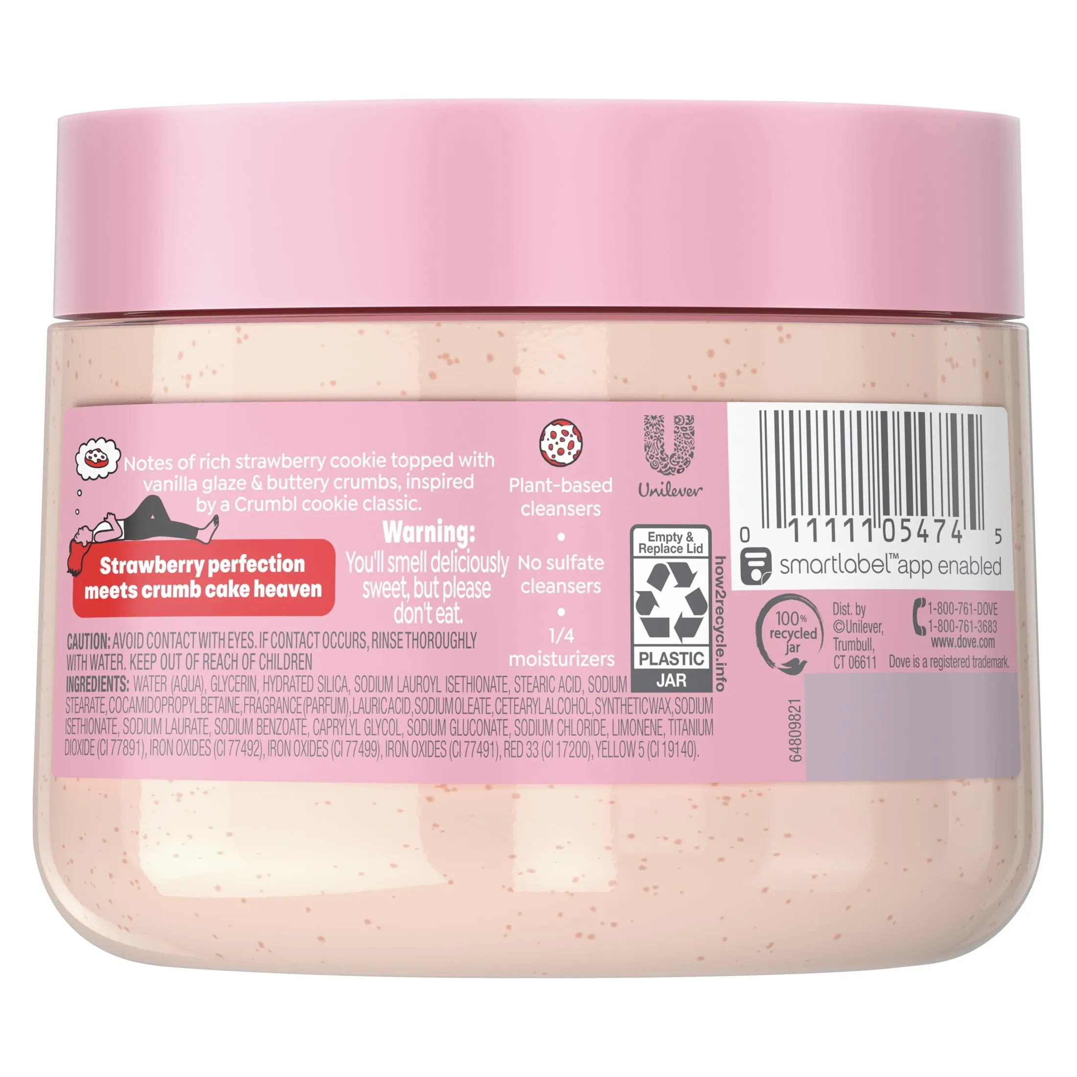 Dove Crumbl Exfoliating Body Scrub Strawberry Cookie, 15 oz