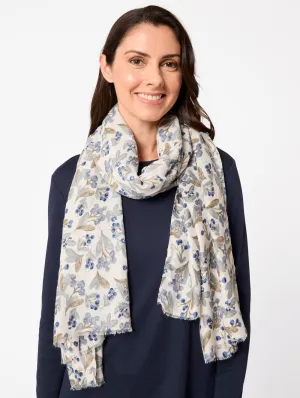 Floral Print Scarf With Gold Foil