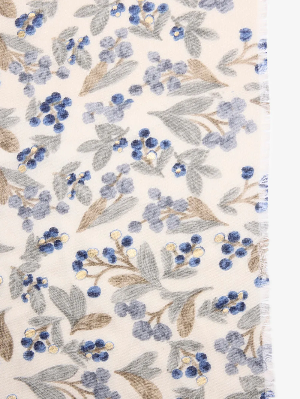 Floral Print Scarf With Gold Foil