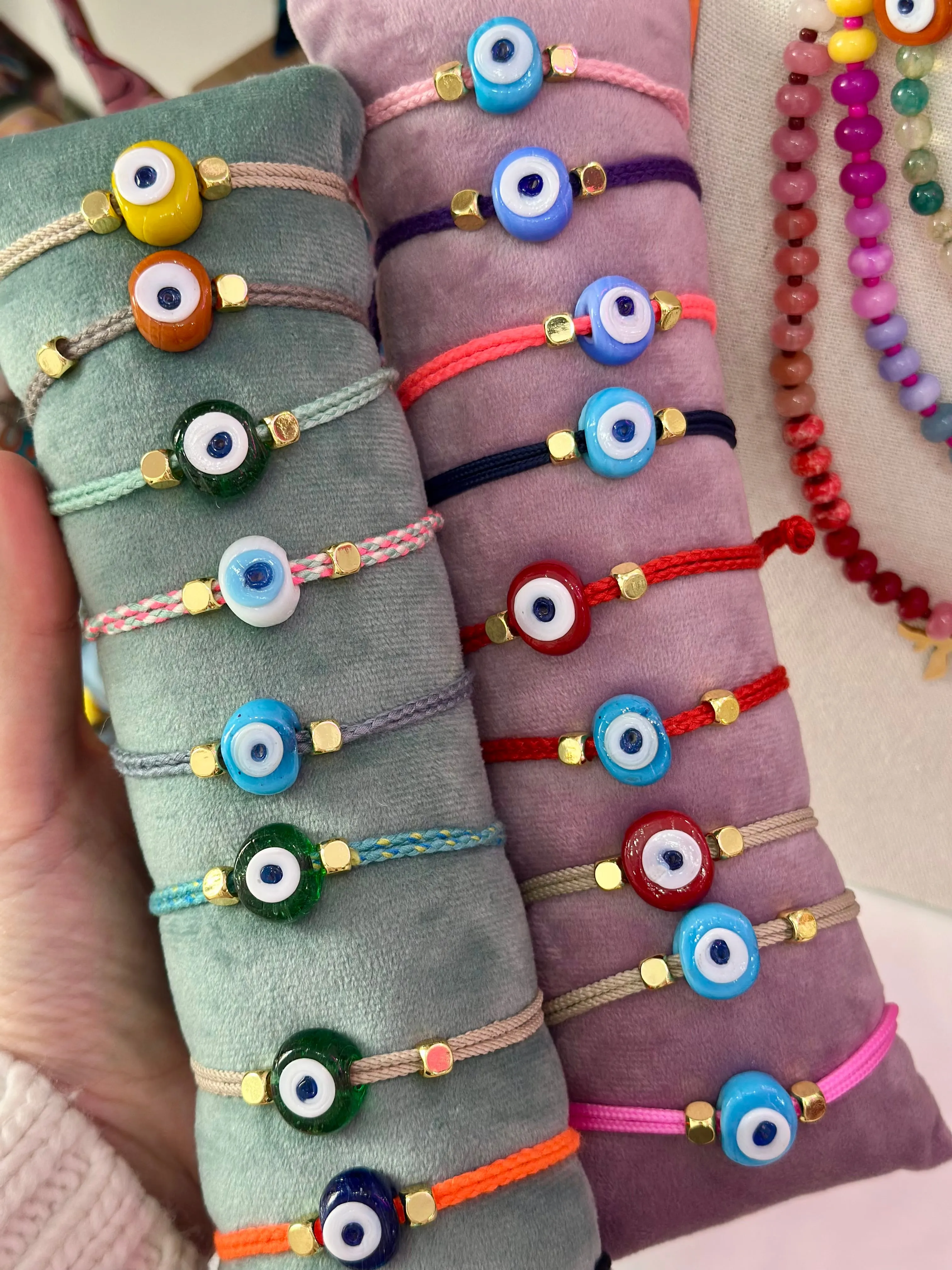 Greek eye bracelet green small