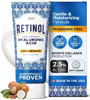 LilyAna Naturals Anti Aging Retinol Face Cream for Women  Wrinkle & Neck Cream for Firming, Retinol Moisturizer for Face with Hyaluronic Acid, Hydrating Night Cream for Fine Lines, Collagen Boost