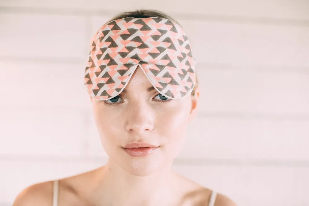 Mulberry Silk Eye Mask - Coral/Grey