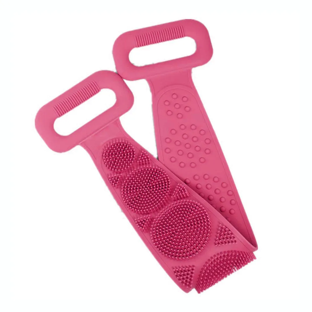 Silicone Body Back Scrubber Double Side Bathing Brush for Skin Deep Cleaning, Scrubber Belt